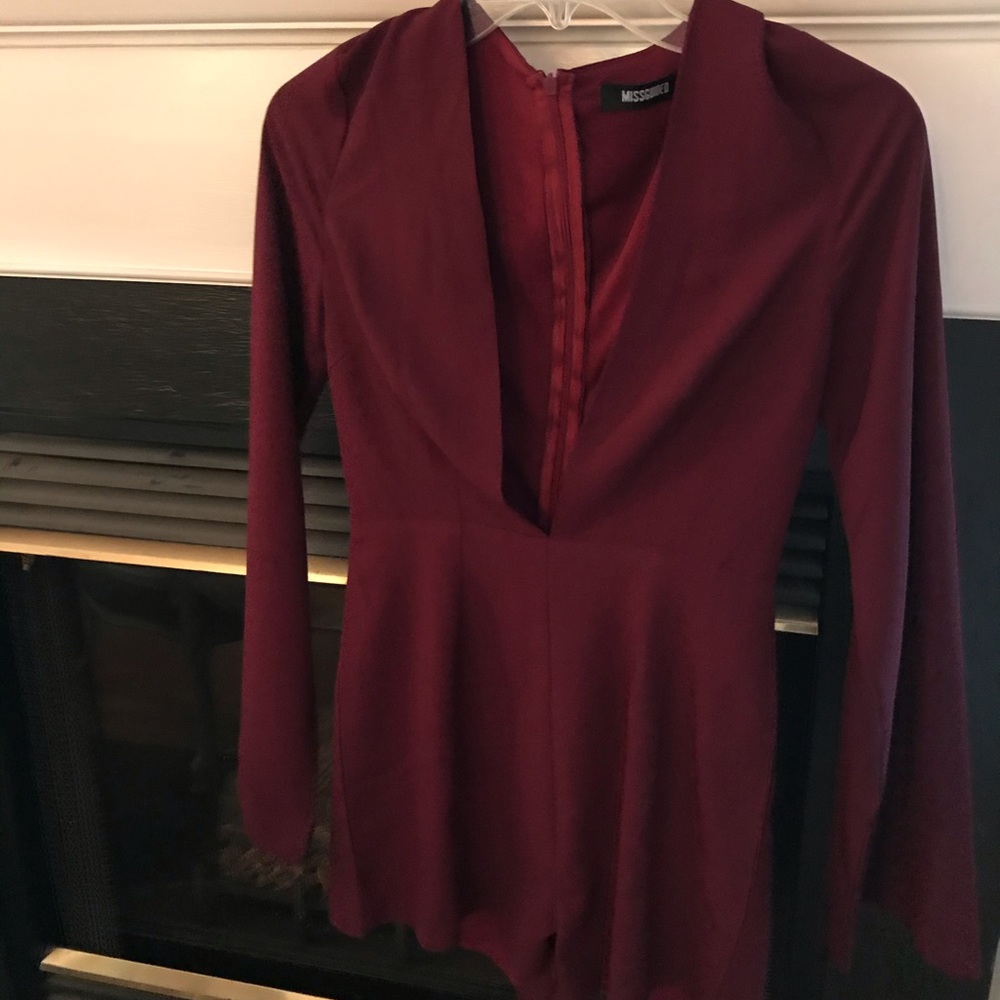 MISSGUIDED PLUNGING BURGUNDY ROMPER!!